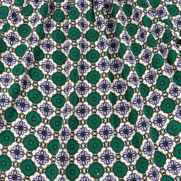 Crème Fraîche Green Floral Print Blouse Women's Small Top 3/4 Sleeve Button Down - Picture 7 of 8